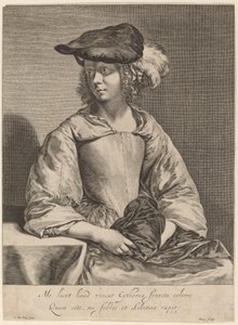戴羽毛帽的女孩 作者 亨德里克·巴里 (Hendrick Bary) 在 Gerard ter Borch the Younger 之后