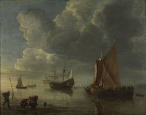 平静的大海，1655-1657 作者 亨德里克·雅各布斯。杜贝尔