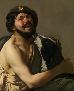 1628年，他的狗第欧根尼笑了起来。