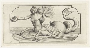 手持海神三叉戟的女性形象
Nouveau Livre des Dieux et Deeßes De la Marine Bouckje of Sea Gods and Goddesses（系列名称） 作者 亨德里克·德凯泽 (I)