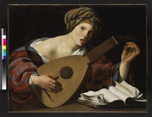 调整琵琶的少妇，c.1626-27 作者 亨德里克·布鲁格