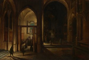 哥特式教堂内部夜景 作者 Hendrick van Steenwijk the Younger
