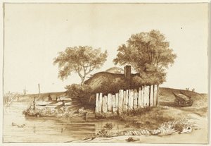 带围栏的水边小屋 作者 亨德里克·亚伯拉罕·克林克哈默