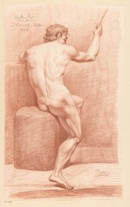 男性裸体坐像，从背后看（1796 年一等奖） 作者 亨里克苦涩