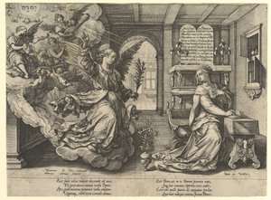 天使报喜，1594年。 作者 亨德里克·古尔齐乌斯（Hendrik Goltzius）