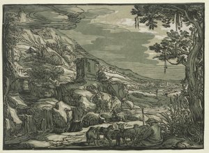 世外桃源景观c。 1615。 作者 亨德里克·古尔齐乌斯（Hendrik Goltzius）