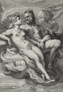 木星和朱诺，1593-94（在纸上雕刻） 作者 亨德里克·古尔齐乌斯（Hendrik Goltzius）