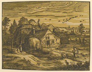 景观与小屋，ca。 1597-98。 作者 亨德里克·古尔齐乌斯（Hendrik Goltzius）