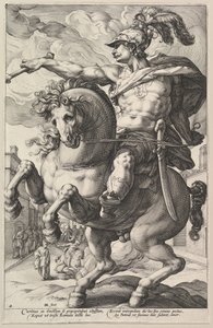 Marcus Curtius，来自《罗马英雄》系列，1586年。 作者 亨德里克·古尔齐乌斯（Hendrik Goltzius）