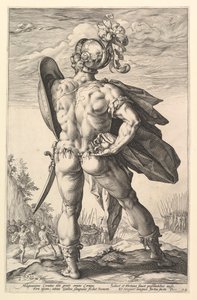 Marcus Valerius，选自《罗马英雄》系列，1586年。 作者 亨德里克·古尔齐乌斯（Hendrik Goltzius）