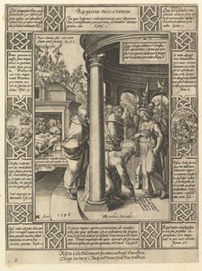 罪，从基督教的信条，1598年寓言。 作者 亨德里克·古尔齐乌斯（Hendrik Goltzius）