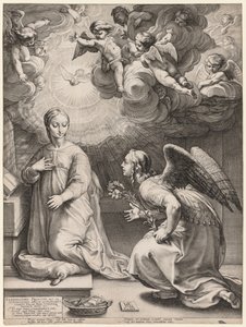 天使报喜节，1594年。 作者 亨德里克·古尔齐乌斯（Hendrik Goltzius）