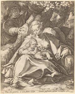 樱桃树下的圣家族 作者 亨德里克·古尔齐乌斯（Hendrik Goltzius）