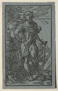 年轻人站立。 作者 亨德里克·古尔齐乌斯（Hendrik Goltzius）