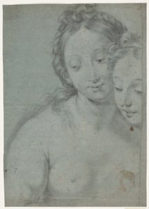 两个女性头像。以卡洛-马拉蒂的画家《与帕拉维西尼侯爵的自画像》中的右半部分为蓝本进行研究，stourhead，英国国家信托基金会（图：Arte Antica e Moderna，1961 年，第 181 号）。