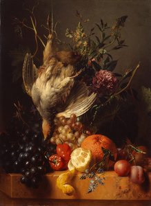有野味和水果的静物（布面油画） 作者 亨德里克·里克斯（Hendrik Reekers）