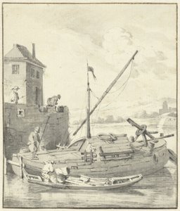 Schuit bij een stadsmuur 作者 亨德里克·里兹霍夫