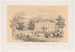 1850 年左右从海牙多德雷赫特大厦 Tournooiveld 观看的景色
从 Tournooiveld 俯瞰仁慈的领主 H. I. Caan 先生的宅邸（标题在实物上）