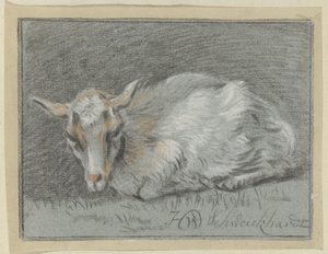 躺着的山羊 作者 Hendrik Willem Schweickhardt（艺术家签名）