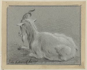 躺着的山羊 作者 Hendrik Willem Schweickhardt（艺术家签名）