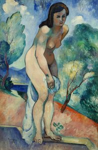 让娜在游泳池边（布面油画）