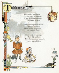 好榜样字母表 "插图，约 1890 年（雕刻）