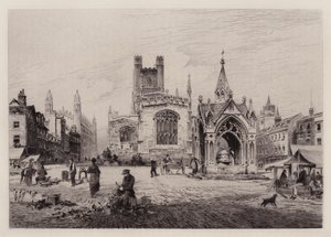 Cambridge: Market Hill (etching)