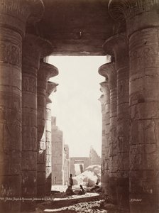 底比斯（Thebes），拉美西斯神庙（Temple of Ramesseum），次样式大厅的内部，1870年代。