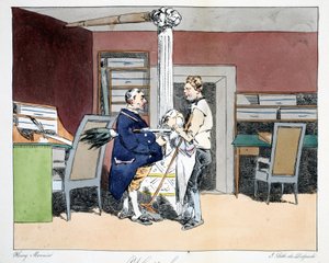 八小时，由Henri Monnier撰写的“行政报告，自然绘制”插图，由Delpech，酒吧进行平版印刷。巴黎，c.1828（手工彩色光刻） 作者 亨利·邦纳维特·蒙尼尔