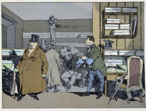 Nine hours: arrival of employees, change of costumes, small stove tour - in “” Administrative mores”” by Henri Monnier 作者 亨利·邦纳维特·蒙尼尔