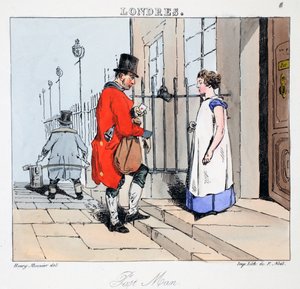 邮政人，来自&39;Londres&39;的插图由Henri Monnier，酒吧。巴黎，c.1828（手工彩色光刻）