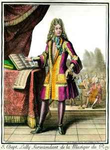 让·巴蒂斯特·卢利 (Giovanni Battista Lulli) 脚下的肖像 (1632-1687) Henri Bonnart (1642-1711) 雕刻国王的音乐总监
