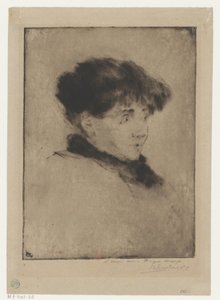 伊娃-冈萨雷斯肖像 作者 Henri Charles Guérard（艺术家签名）