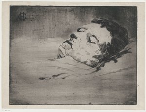 一位身份不明男子临终前的肖像 作者 Henri Charles Guérard（艺术家签名）