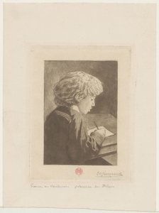 写作男孩 作者 Henri Charles Guérard（艺术家签名）
