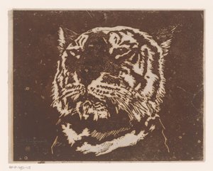 老虎 作者 Henri Charles Guérard（艺术家签名）