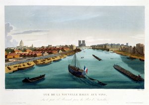 La nouvelle halle aux vins (Bercy), 约1820年在 "Vues de Paris" by Courvoisier 1827La nouvelle halle aux vins (Bercy), 约1820年在Vues de Paris by Courvoisier 1827 作者 亨利·库沃西耶·沃辛（Henri Courvoisier-Voisin）