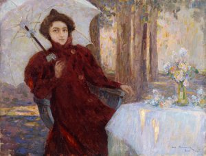 带伞的女人; Femme a l&39;Ombrelle 作者 亨利·尤金·奥古斯丁·勒·斯达纳