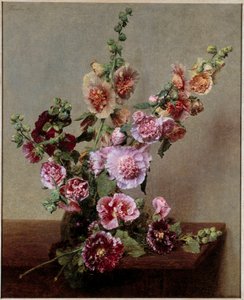 玫瑰 tremieres 绘画亨利·方丹·拉图 (Fantin-Latour 作者 伊格纳斯·亨利·让·范坦·拉图尔