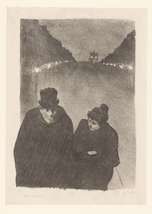 夜晚街头的一对男女 作者 亨利·加布里埃尔·伊贝尔斯（归因于）