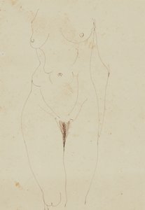 女性裸体躯干（纸上钢笔和墨水） 作者 亨利·高第·布热斯卡