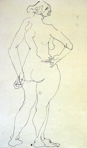 手放在臀部的女性裸体 作者 亨利·高第·布热斯卡