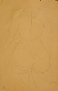 半身女性裸体（纸上黑粉笔） 作者 亨利·高第·布热斯卡