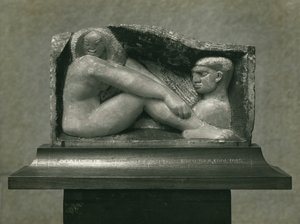 奥达利斯克（男人和女人） 1912-13 (雪花石膏) 作者 亨利·高第·布热斯卡