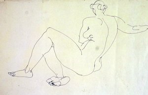 躺着的女性裸体从背面看 作者 亨利·高第·布热斯卡