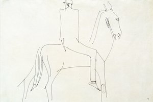 1913年Rotton Row的骑士（纸和笔墨水） 作者 亨利·高第·布热斯卡