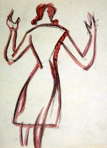女子背影，举起手臂 作者 亨利·高第·布热斯卡