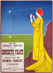 Music. Ysaye Concerts in Bruxelles. Poster by H. Meunier, Belgium 作者 亨利·乔治（Jen Isidore Meunier）