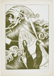 波浪》（La Vague），1894 年（橄榄绿墨水平版画） 作者 亨利·古斯塔夫·乔索