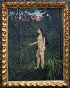 人间天堂的夏娃。 Henri Rousseau dit le Douanier Rousseau (1844-1910) 作画，布面油画，约。 1906-1907 年。 法国艺术，20 世纪，天真的艺术。 德国汉堡艺术馆。